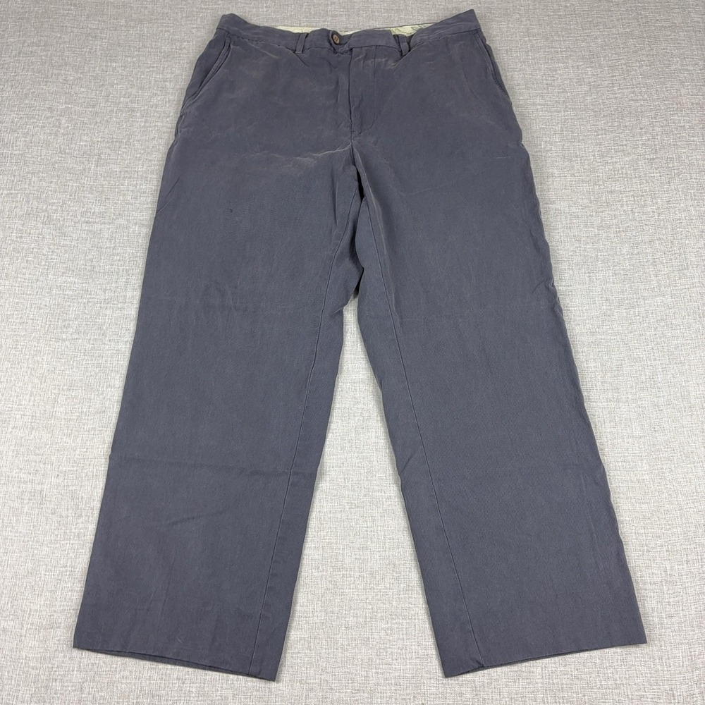 Tommy Bahama Pants Mens 38x30 Gray Silk Cotton Chino Relaxed Fit Flat Front